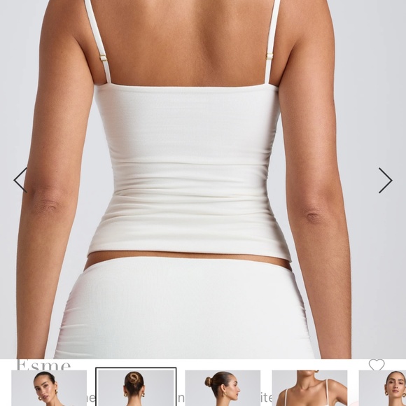 Modal Ruched Layered Tank Top in White - Picture 2 of 5